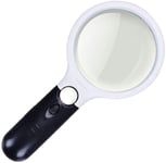 YUIOLIL Black and White Lighting Magnifying Glass 3 Times (Lens) 45 Times (Small Lenses) Hand Led Double Light Magnifying Glass Mother Mirror Two Magnifying for Reading Crafts Repair Magnifi
