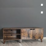 Vintage Retro Tv Cabinet Stand Media Storage Unit Rustic Style Furniture 2 Doors