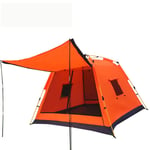 GUO Multi-person 360° Panoramic Family Camping Stable Steel Tube Structure 100% Waterproof Dome Frame Pop-up Tunnel Beach Awning Multi-person Tent-Orange