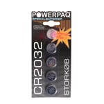 Powerpaq Lithium CR2032 knappcellsbatteri - 5 st.