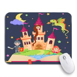 Gaming Mouse Pad Pink Tale Fairytale Book Castle Princess Knight Mermaid Dragon Nonslip Rubber Backing Computer Mousepad for Notebooks Mouse Mats