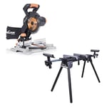 Evolution Power Tools R185CMS-Li Cordless Compound Mitre Saw and Mitre Stand Bundle