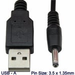 CableDeconn USB  to Pin/Tip : 3.5 x 1.35 mm  5V DC Barrel Jack Power Cable - 1m