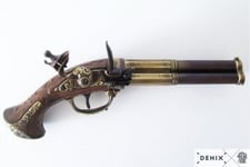 REPLICA OF REVOLVING 3 BARREL FLINTLOCK PISTOL, FRANCE 18TH. C