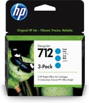 HP 3ED77A/712 Ink cartridge cyan multi pack 29ml Pack=3 for HP DesignJ