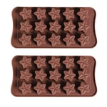 2PCS Star Chocolate Moulds Silicone 15 Cavity Sweet Moulds Star Wax Melt Moulds Valentines Candy Moulds Mini Star Moulds Non Stick Gummy Ice Jelly Moulds for Resin Casting,Candles,Soap,Cake Baking