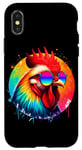 Coque pour iPhone X/XS Lunettes de soleil en forme de poulet, motif oiseau