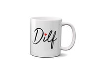 Milf and DILF Mugs - Valentine's Day Funny Novelty Rude Gift Present Dirty Flirt Ceramic Handle Idea Heavy Duty Handle Dishwasher and Microwave Safe (DILF White Prime)