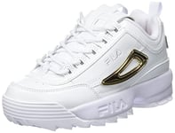 FILA Women's Disruptor M wmn Sneaker, White-Gold, 4.5 UK