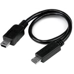 StarTech.com Câble USB OTG Micro USB vers Mini USB de 20 cm - Adaptateur USB On-The-Go - M/M - Noir (UMUSBOTG8IN)