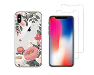 IPHONE 10 IPHONE X - Combo (1 Gel Case Cover+2 Glasses Soaked) - Chunky Flower