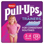 Huggies Pull-Ups Trainers Night, Girl, Size 2-4 Years, Nappy Size 5-6+, 18 BIG KID Training Pants