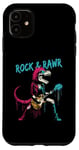 Coque pour iPhone 11 Rock & Rawr T-Rex – Jeu de mots drôle Rock 'n Roll Dinosaure Rockstar