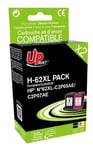 UPrint H-62XL - Pack de 2 - noir, couleur (cyan, magenta, jaune) - compatible - remanufacturé - cartouche d'encre (alternative pour : HP 62XL) - pour HP ENVY 55XX, 56XX, 76XX; Officejet 200, 250, 57XX, 8040
