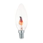 Eglo 11848 Ampoule Flamme Led E14 avec Effet Flamme, 1,3 W, E14 Led Blanc Chaud, Flammes C35, Ø 3,5 cm, Transparent