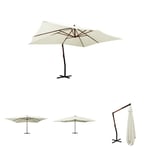 The Living Store Frihängande parasoll med trästång 400x300 cm sandvit -  Parasoll & solskydd
