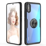WATACHE RedMi 9A Case,Crystal Clear Carbon Fiber Design Hybrid Protective Phone Case Cover with [Ring Holder Kickstand] [Magnetic Car Mount Feature] for RedMi 9A,Black