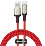 Baseus Cafule Cable Nylon Flätad USB - USB Type C-kabel VOOC Quick Charge 3.0 5 A 1 m - Röd (CATKLF-VA09)