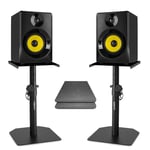 VONYX 30B Active Studio Monitors 3" Powered Speakers, Black with Desktop Stands and Foam Isolation Pads