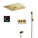 Bathroom Smart Music Shower Sets, Gold Led Rainfall Waterfall Shower Head, Contemporary LED Shower Set, SUS304 Stainless Steel,Touch Screen Control