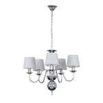 MiniSun Traditional 5 Way Flemish Ceiling Light Chandelier Fitting in a Chrome Finish with Grey Tapered Shades - Complete with 4w LED Filament Candle Bulbs [2700K Warm White]