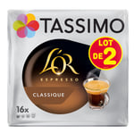Café Dosettes Compatibles Tassimo Espresso Tassimo - Les 2 Boites De 16 Dosettes