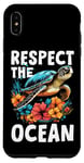 Coque pour iPhone XS Max Respect The Ocean Sea Turtle Surfer Plongée Fleurs