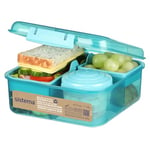 Sistema Bento Box TO GO | Boîte à lunch avec pot de yaourt/fruits | 1.25 L | Fabriqué en plastique recyclé | Teal Stone