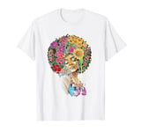 Afro Women Flowers Butterfly Latina African American Melanin T-Shirt