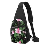 Hand Drawn Seamless Pattern With Stylized Orchid Branch Sling bag, Lightweight shoulder Backpack chest pack crossbody Bags Travel Hiking Daypacks for Men Women