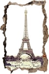 pixxp Rint 3D WD s1551 _ 62 x 42 géant Tour Eiffel percée 3D Sticker Mural Mural en Vinyle, Multicolore, 62 x 42 x 0,02 cm