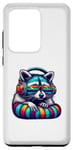 Galaxy S20 Ultra Colorful raccoon with headphones vintage colorful raccoon Case