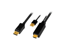 LogiLink HDMI Male + USB-A/M til Displayport Male, 4K/30 Hz, black, 1 m