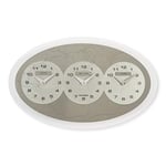 INCANTESIMO Wall Clock, Three Ore Nel Mondo (Tokyo-New York-Paris), High Density Clear Glass, White/Grey/Silver, 45 x 28 x 3 cm