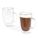 Set of 2 Double Wall 'Twist' Coffee Mugs - Insulated Double Layer Glass