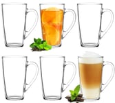 Tea Glasses Coffee Glasses with Handle Set of 6 320ml (max. 400ml) Iced Glass Large Drinking Glass Latte Macchiato