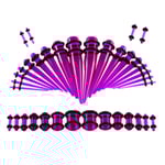 36 st Akryl öronmätare Stretching Kit Purple