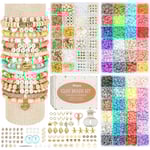 Lera Pärlor 3 Lådor Armband Tillverkning Kit, 10500st Pärlor för Smyckestillverkning, Runda Bokstavspärlor med Berlock och Elastiska Snören, Vänskapsarmband Ho