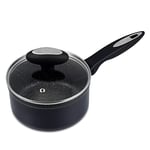 Zyliss E980138 Ultimate Non-Stick Saucepan with Lid, 16cm/1.5L, Forged Aluminium, Black, Rockpearl Plus Non-Stick Technology, Suitable for All Hobs Including Induction