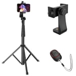 Phone Tripod, Selfie Stick Tripod, 62" Stable Mobile Phone Tripod, Phone Tripod Stand with Bluetooth 5.0 Remote, 360° Rotatable Tripod Camera Compatible with iPhone 12 11 8 Galaxy Camera​ Ring Light