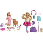 Barbie Doll and Newborn Pups Playset with Dog, 3 Puppies & Accessories, 3 to 7 Year Olds , Black & ​Chelsea Travel Doll, Blonde, With Puppy, Carrier & Accessories, For 3 To 7 Year Olds, FWV20