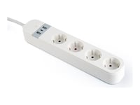 Gembird Tsl-Ps-S4u-01-W - Smart Kraftlist - Ac 230 V - 3680 Watt - Wi-Fi - Ingång: Typ F - Utgångskontakter: 4 (Typ F, 2 X Usb, 24 Pin Usb-C) - 1.5 M Sladd - Vit