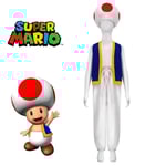 Vuxen Super Mario Bros 2 Toad Cosplay Party Kostym Toppar+Byxor+Hatt Outfit Set Presenter L