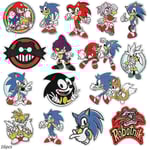 Sonic-tema broderade lappar - Sy på/stryk på lappar - Dekorativa applikationer för kläder, hattar, gör-det-själv-tillbehör - 16 st