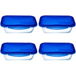 Pyrex Easy Wash Cook & Go Rectangular Container with Lid Medium 1.7 Litre Blue (Pack of 4)