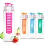 Aspect 800ML Fruit Fuzer Infuser Water Bottle | Sports Juice Maker | Flip Lid Lemon Juice Make Bottle | Plastic Drinks Leak Proof Lid Infuser Water Bottle at Home, Travel, Gym | Assorted Colour
