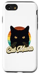 Coque pour iPhone SE (2020) / 7 / 8 Cat Mama Chat noir sur un dos rétro coucher de soleil