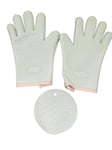 Silicone Oven Gloves Mitts Trivet Set Pot Pan Mats Heat Resistant Sage Green