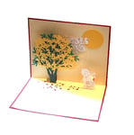 1pc 3D Rabbit Flower Pop Up Cards with Envelope Mid-Autumn Festival Invitation Cards Birthday Card Kids DIY Gift Cards
