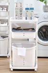3-Tier Storage Rack Laundry Basket with Wheels